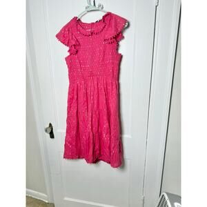 SEA New York Pink Flutter Sleeve Smocked Tinsel Polka Dot Dress 4 Tuckernuck